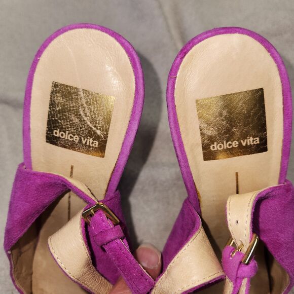 Dolce Vita Bambi Slingback Suede Pumps Magenta Heel Shoe Women 9 - Picture 5 of 9